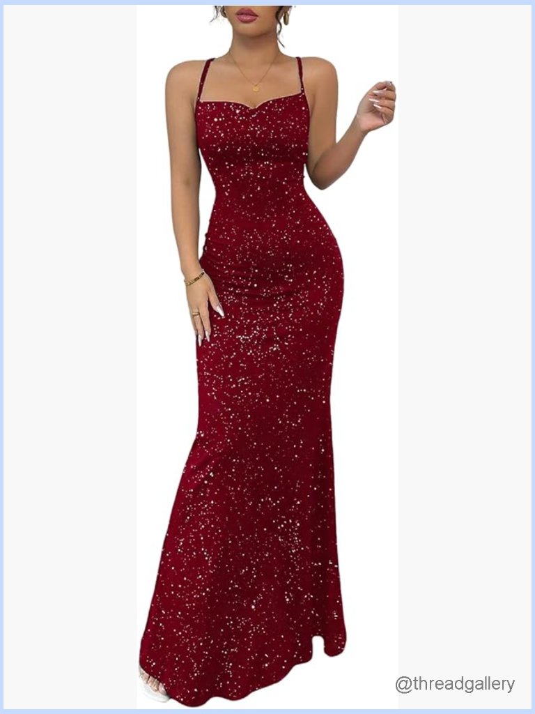 Sparkly Sequin Mermaid Maxi Dress Cowl Neck Backless Bodycon